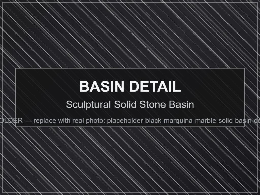 Sculptural Solid Stone Basin - Black Marquina Marble