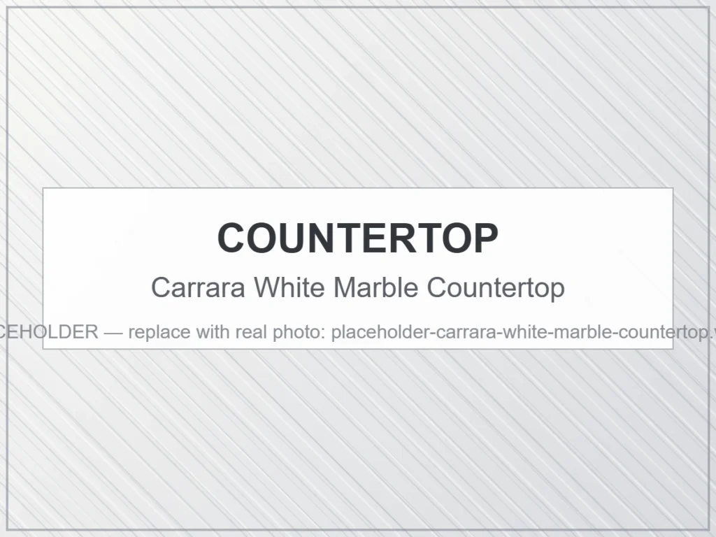 Custom Carrara White Marble countertop with white background and grey veining