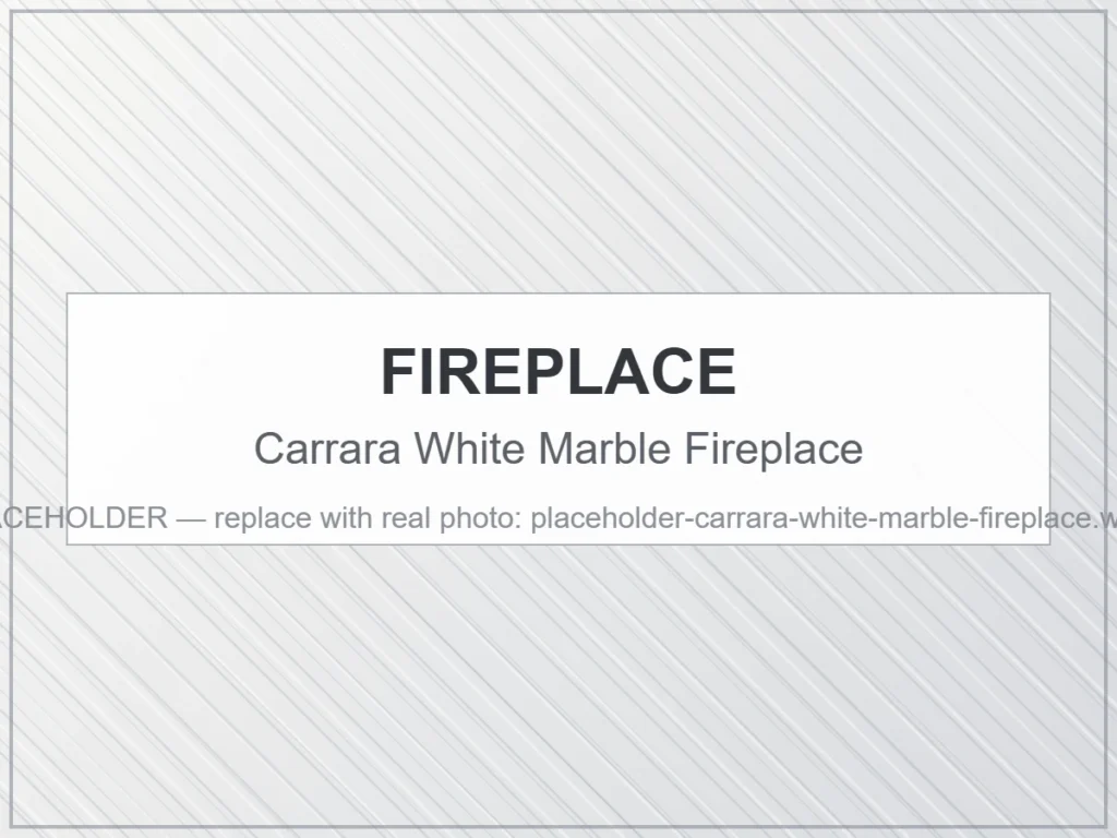 Carrara White Marble Fireplace custom fabricated from natural Carrara marble