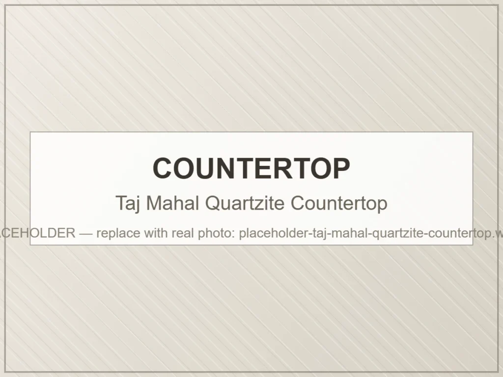 Taj Mahal Quartzite countertop with ivory background and golden veining
