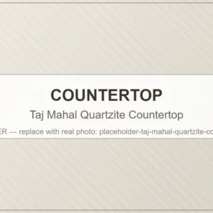 Taj Mahal Quartzite countertop with ivory background and golden veining