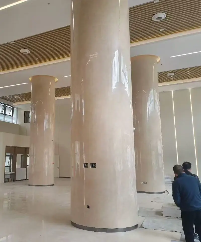shayan beige marble flooring and column cladding hospital project