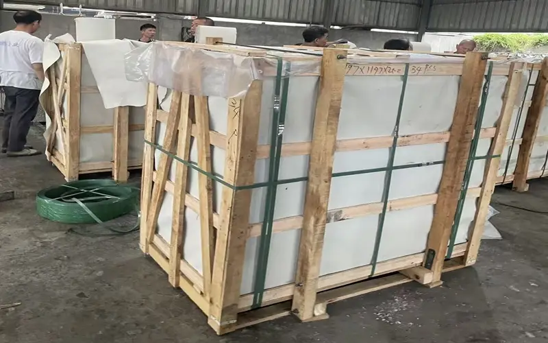 reinforced export packing to protect stone products during international shipping